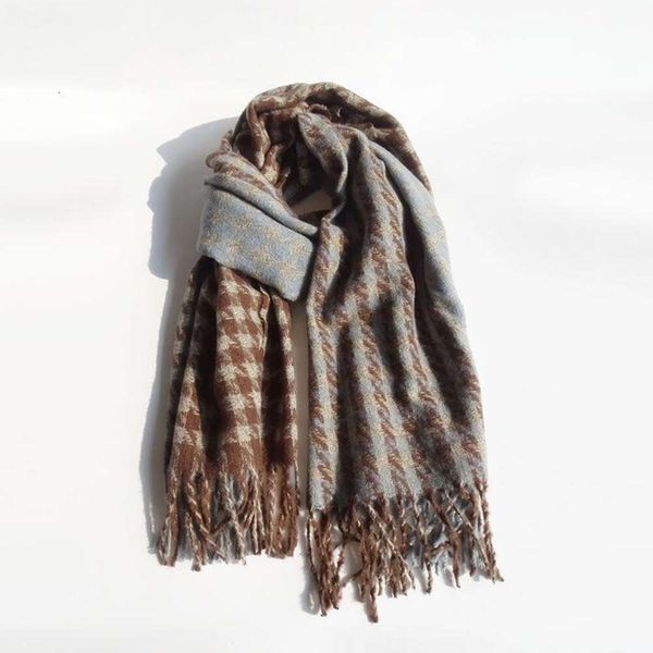 

style all matching scarf womens imitation cashmere warm clothing out of the street tassel trendy, Blue;gray