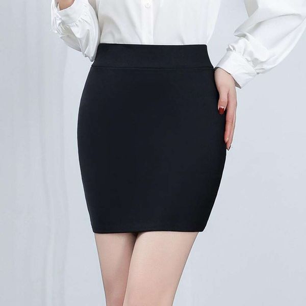 

spring and summer short skirt slim fit hip high waist professional work overalls female black