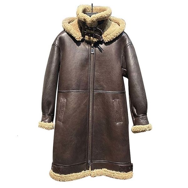 

men's trench coats winter men's fashion lamb sheep fur wool lining long design outerwear overcoat with hooded 230828, Tan;black