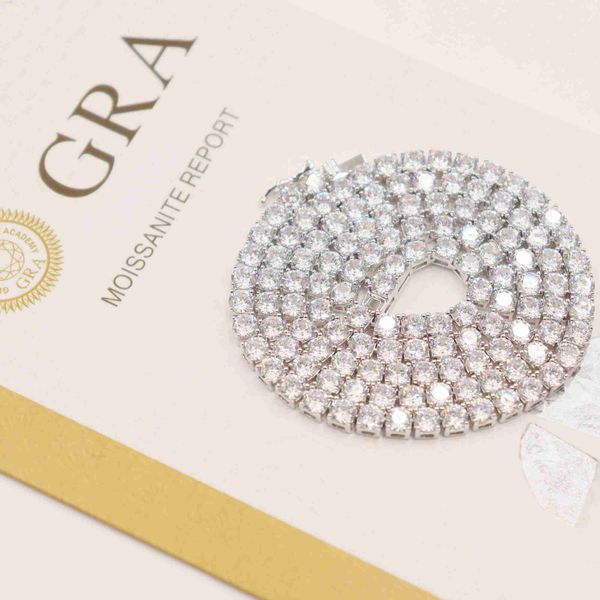 

hip hop fine jewelry custom diamond gold plated tennis necklaces, Silver