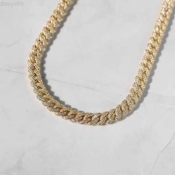 

fully iced out vvs moissanite hip hop cuban link chain necklace sterling silver artificial diamond chain for man custom jewelry