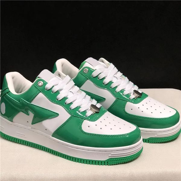 

new men casual shoe woman fashion patent leather luxury sneaker classical black white massage outdoor trainers retro plate-forme designer sn