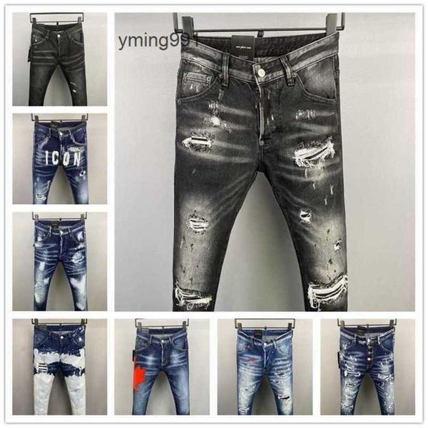 

2023 new arrivals d2 mens luxury purple designer denim jeans holes trousers dsquare jeans coolguy biker pants mens clothing 26vag, Blue