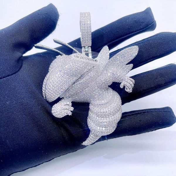 

3d image style hip hop full iced out s with moissanite diamond custom hip hop pendant 3d pendant, Silver
