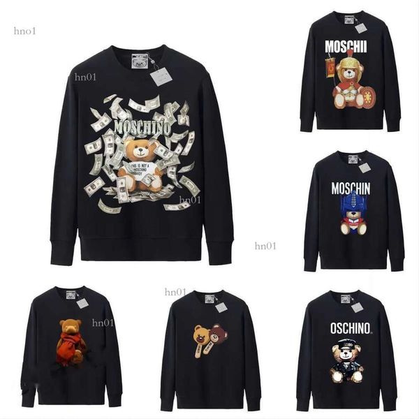

male and female designer pullover sweatshirt bear print long sleeved sweater lovers fashion round neck spring and autumn pullover298, Black