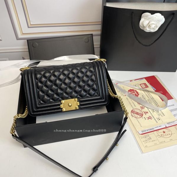 

luxury designers bag gilded gold buckle 25cm fashion women's shoulder bag exquisite crossbody bag classic black color real leather hand