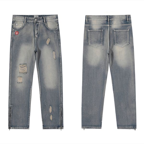 

mens jeans ce cavempt hole men women 1 washed zipper oversize cav empt trouser 230829, Blue