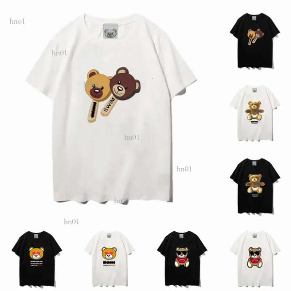 

designer womens t-shirt s summer italian brands new tees cartoon bear loose cotton outdoor casual couple clothing mens tshirt womens512, White