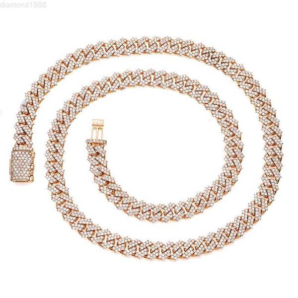 

luxury 925 silver rose gold plated iced out cz cuban link chain necklace