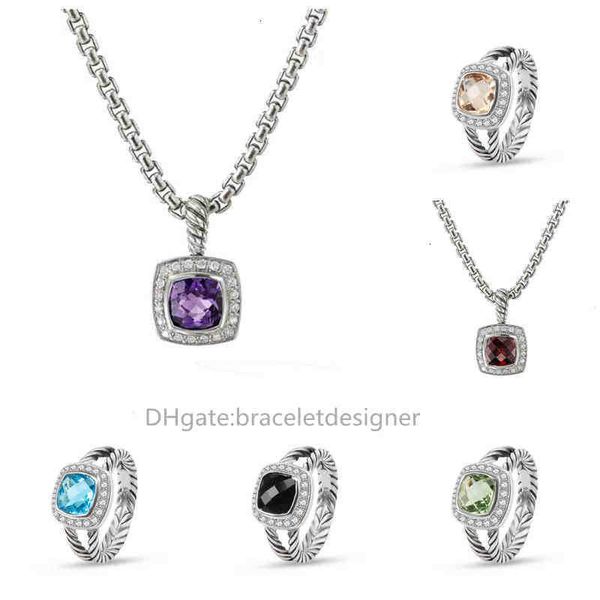 

rings dy twisted wire designer necklaces set prismatic black ring sets women fashion platinum plated micro diamond trend versatile style, Silver