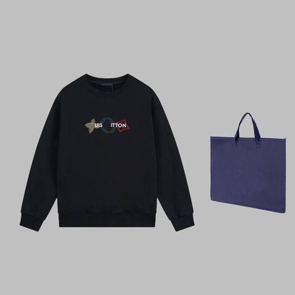 

2023 autumn/winter new pure cotton letter printing sweatshirt fashion trend round neck plate style a21-36, Black;brown