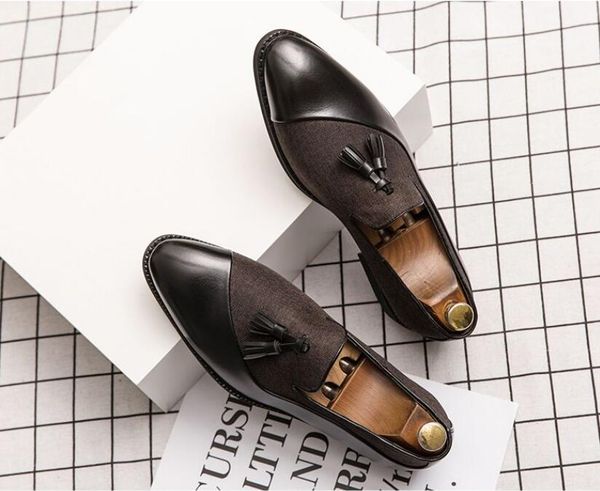 

new loafers men shoes pu solid color fashion business casual wedding party outdoor classic mask slip-on shiny dress shoes size:eu39-47, Black