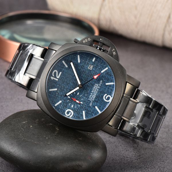 

paner 2023 luxury chronograph clock designer watches quartz watch men's stainless steel case watch stainless steel band pam 01a09, Slivery;golden