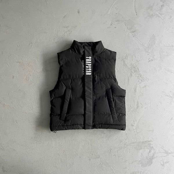 

autumn and winter new trapstar vest with black embroidered letters for men's warm street wear fashion label, Black;white