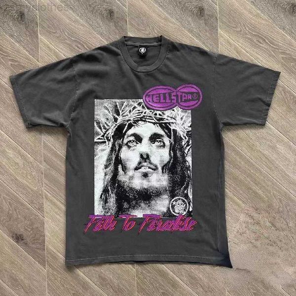 

men's t-shirts good quality washed hellstar god print fashion t-shirt men heavy fabric women vintage t shirt streetwear tees, White;black