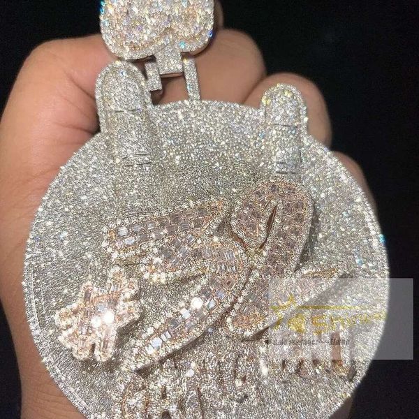 

fine jewelry iced out vvs moissanite hip hop sterling sier mens pendant, Silver