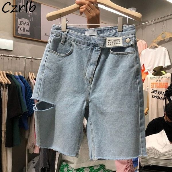 

skirts short hole denim summer high waist pockets button design casual simple solid allmatch streetwear clothing 230828, Black