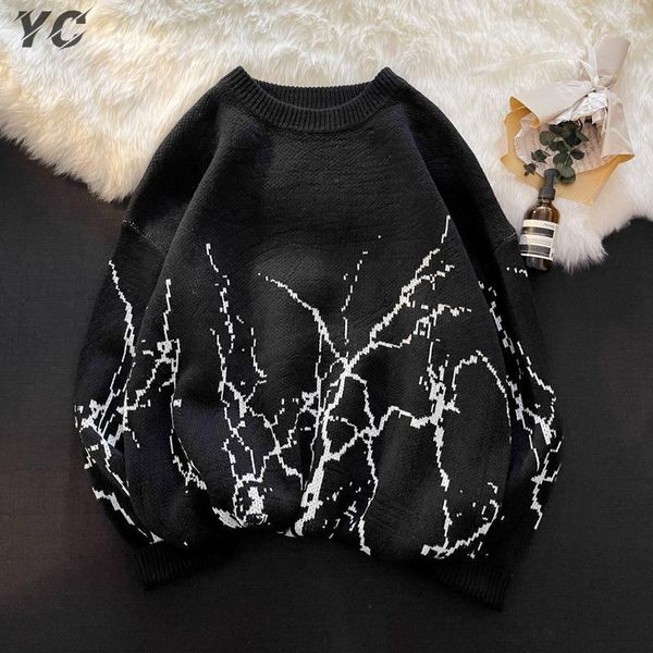 

men's sweaters harajuku men japanese sweaters y2k pullover women retro loose clothes streetwear gothic print black sweater fashion 230, White;black