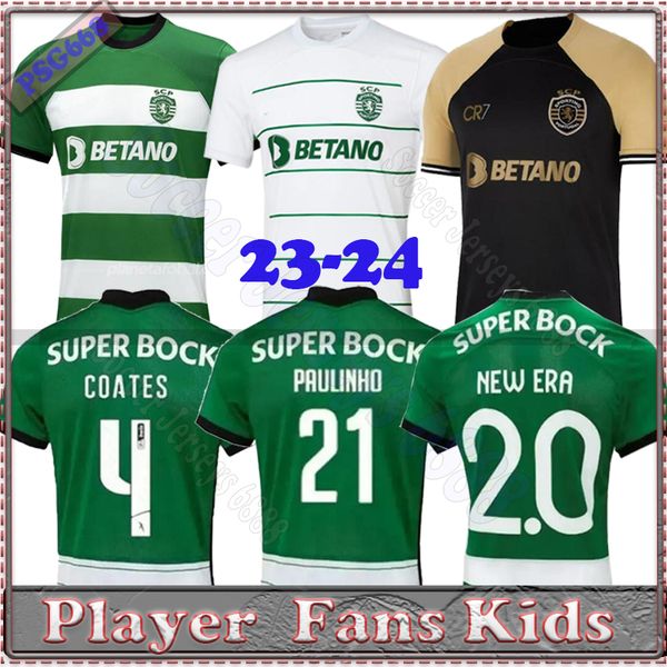 

sporting cp 22 23 24 lisboa soccer jerseys lisbon special coates mathieu jovane sarabia vietto 2023 sporting clube de football shirt men kid, Black;yellow
