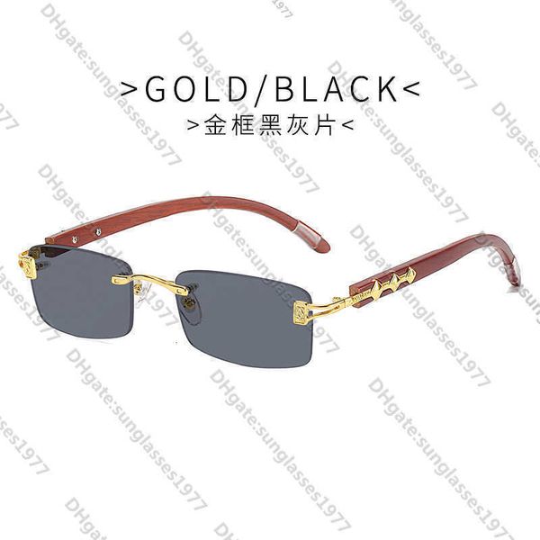 

new style kajia fashion box sunglasses men's frameless wood leg women's ocean film cross star glassesxrnu, White;black
