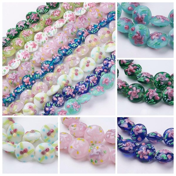 

crystal 24pcs 20mm handmade flower petals lampwork beads flat round loose bead for bracelet diy craft jewelry making accessories