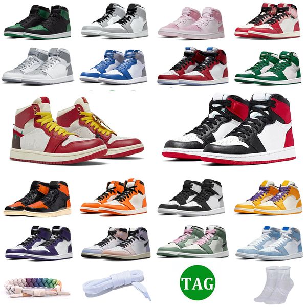 

new high low og 1s basketball shoes jumpman lost and found skyline men sneakers university blue space jam patent bred gorge green dark mocha