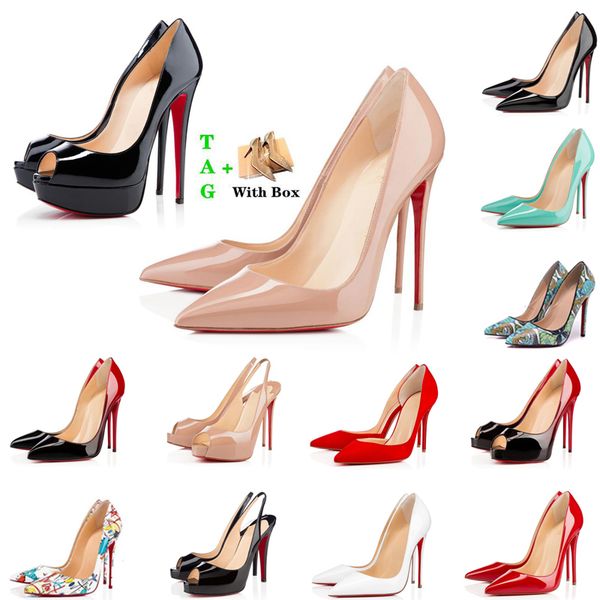 

2023 dress shoes red bottoms high heels luxurys womens platform women designers peep-toes sandals pointed toe reds sole 8cm 10cm sneaker, Black
