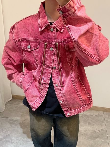 

mens jackets autumn korean style unique make old red denim jackets men casual loose short section washing coat mxxl 230829, Black;brown