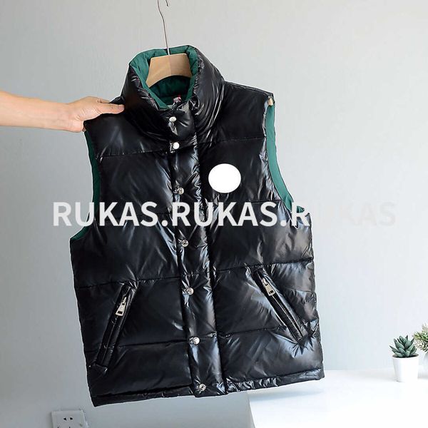 

luxury brand french men's designer down vest stand collar embroidered letter belt women's waistcoat thermal coat size s-2xl, Black;white