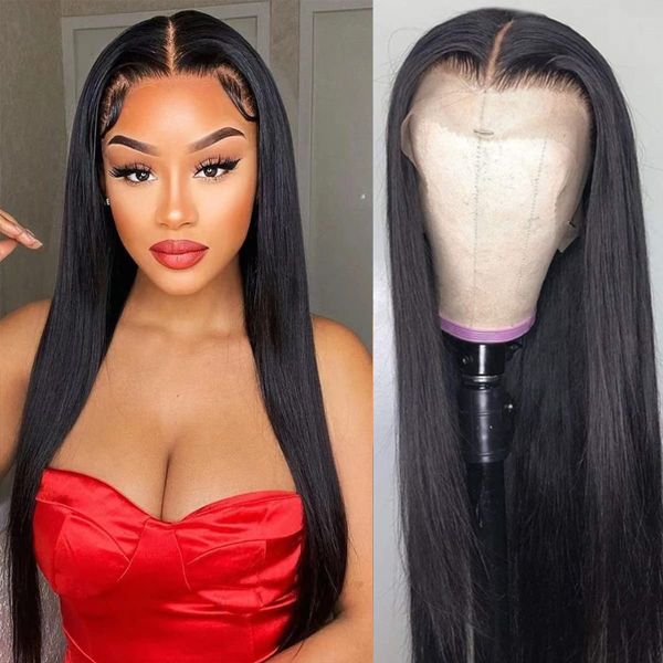 

12A Raw Indian Hair HD Lace Frontal Wig Brazilian Virgin Swiss Lace Frontal Bone Straight Human Hair Wigs for Black Women, Natural color