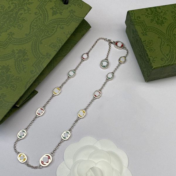 

jewelry necklaces white plated 925 silver graduated luxury brand designers letters geometric famous women round crystal rhinestone gold yili