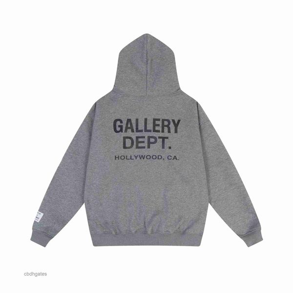 

casual fashion american mens hoodies gallerry deptt sweater high street hooded alphabet printing plush sweater men's hooded loose coupl, Black