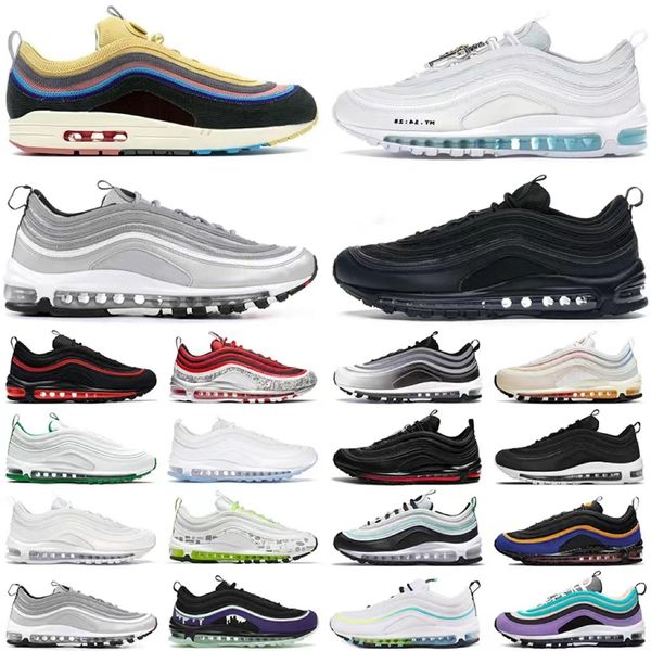 

designer shoes 97 running shoes for men women 97s triple black white sean wotherspoon volt reflective jesus mens womens outdoor sports train