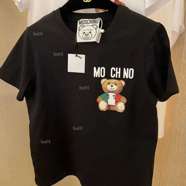 

designer womens t-shirt summer italian brands new tees cartoon bear stamp loose cotton round neck for outdoor leisure couple clothing747, White