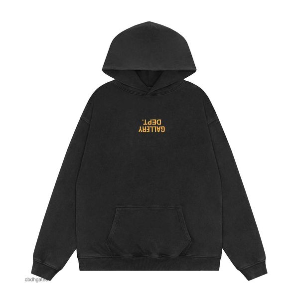 

hooded high sweater washed american mens vintage fashion gallerry hoodies street trendy hoodie deptt lfiw, Black