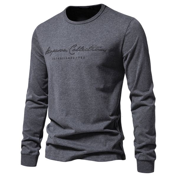 

mens tshirts aiopeson 100% cotton long sleeve tshirt solid color letter print casual t shirts for men spring tee clothing 230829, White;black