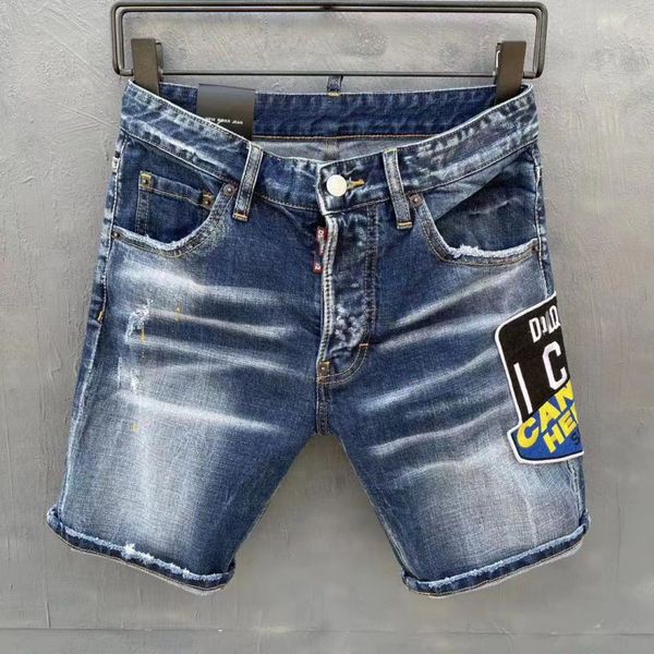 

men's jeans casual pants, men's shorts, fashionable elastic capris, Blue