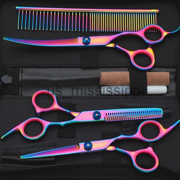 

scissors shears straight shears thinning shears chunker curved shears purple dragon pet scissors stainless dog groomming scissors kit x0829