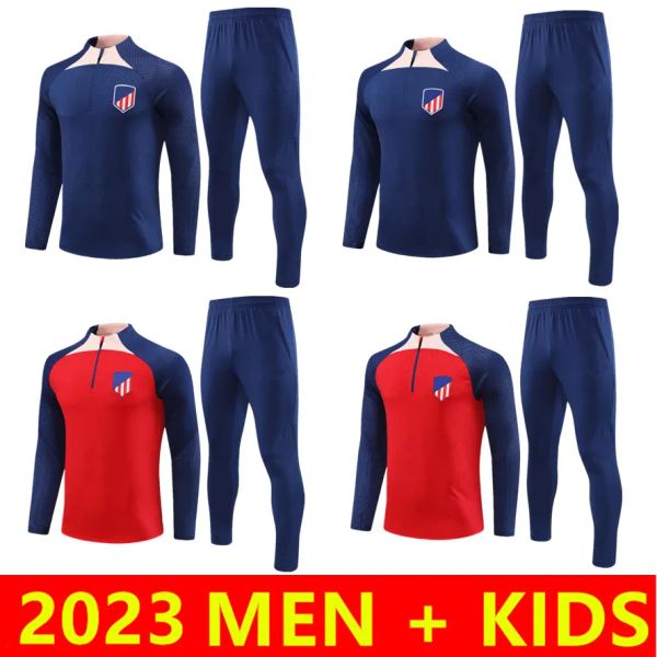

2023 2024 men kids soccer training suit memphis chandal 23/24 koke morata griezmann football jacket long sleeve jogging tracksuit, Black;yellow