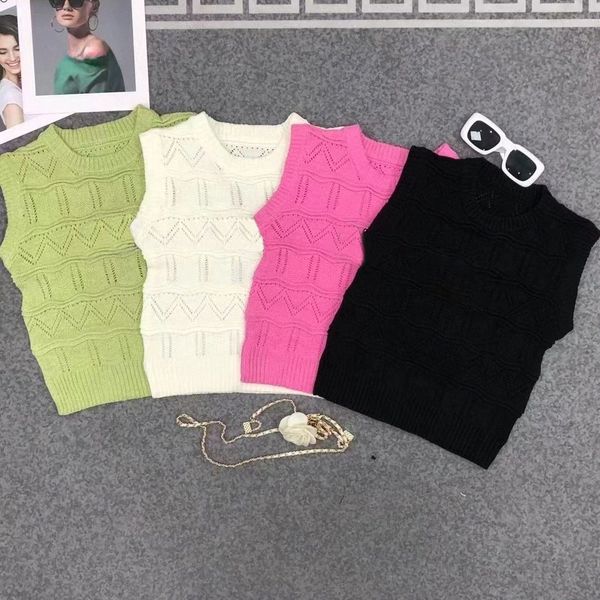 

summer womens sweaters designer women knitting pullover vest knitted clothing letter embroidery shirt e8qo#, White;black