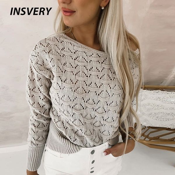 

women's sweaters fashion long sleeve for women o neck solid knitted sweater off shoulder jumper 230828, White;black