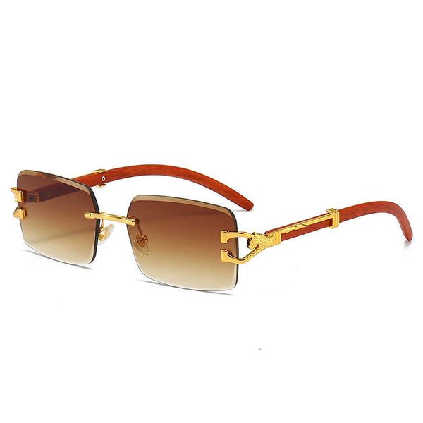 

sunglasses frameless new for fashion men's personalized leopard wood pattern mirror legs box for women's fashion aqsa exbl, White;black