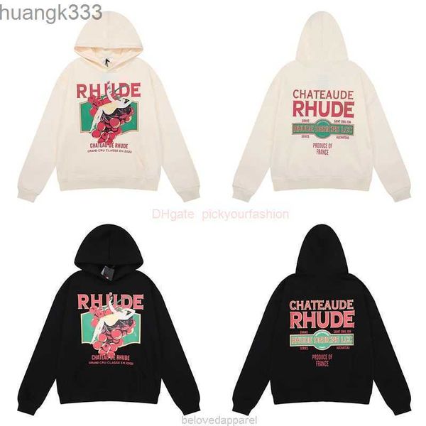 

designer clothing mens sweatshirts hoodies rhude american hoodie oversize small high street fashion brand ins spring autumn couple sweater f, Black
