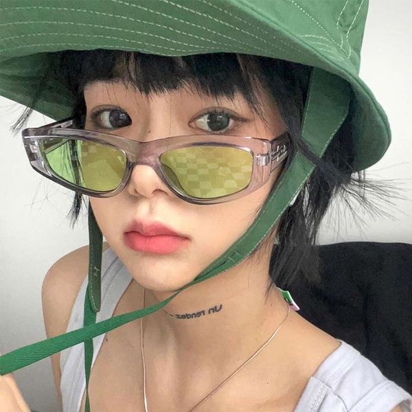 

green triangle cat eye sunglasses ins looking reductive, White;black