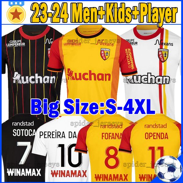 

xxxl 4xl 23 24 maillot rc lens soccer jerseys sainte barbe player version ganago gradit fortes cahuzac perez 2023 2024 lens mauricio kakuta, Black;yellow