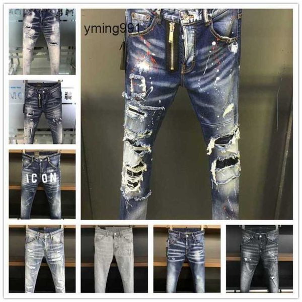 

2023 new arrivals d2 mens luxury purple designer denim jeans holes trousers dsquare jeans coolguy biker pants mens clothing 2o1hq, Blue
