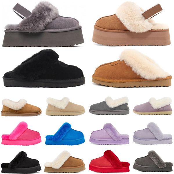 

funkette disquette slippers slides designer sandals men women fur sliders slip-on flip flops chestnut black gloom charcoal red purple mens s