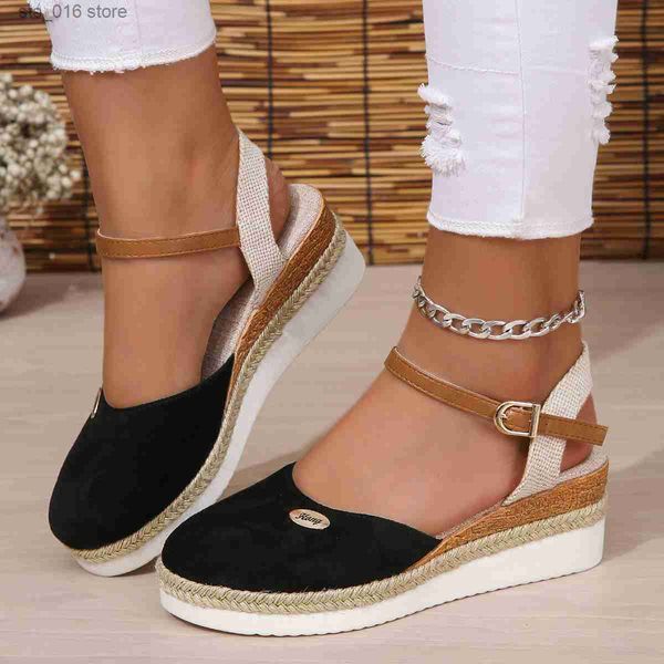 

dress shoes women's shoes 2023 summer buckle strap women's sandals casual walking ladies shoes platform wedges women sandals zapat, Black