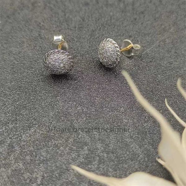

earring 925 sterling silver classic design women jewelry full zircon round stud earrings designer for women fashion color crystal statement, Golden