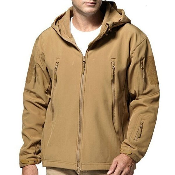 

mens jackets tactical soft shell jacket winter waterproof fleece warm hooded outdoor mountaineering skiing multipocket 230829, Black;brown